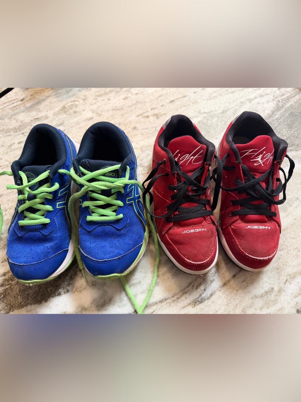 Lot (2)Kids Athletic Shoes:Air Jordan Flight Sz:13C. Asics Gel-Cumulus Sz:1